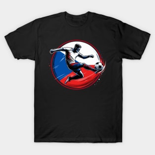 Dynamic Czech Soccer Star in Action - Vector Design T-Shirt